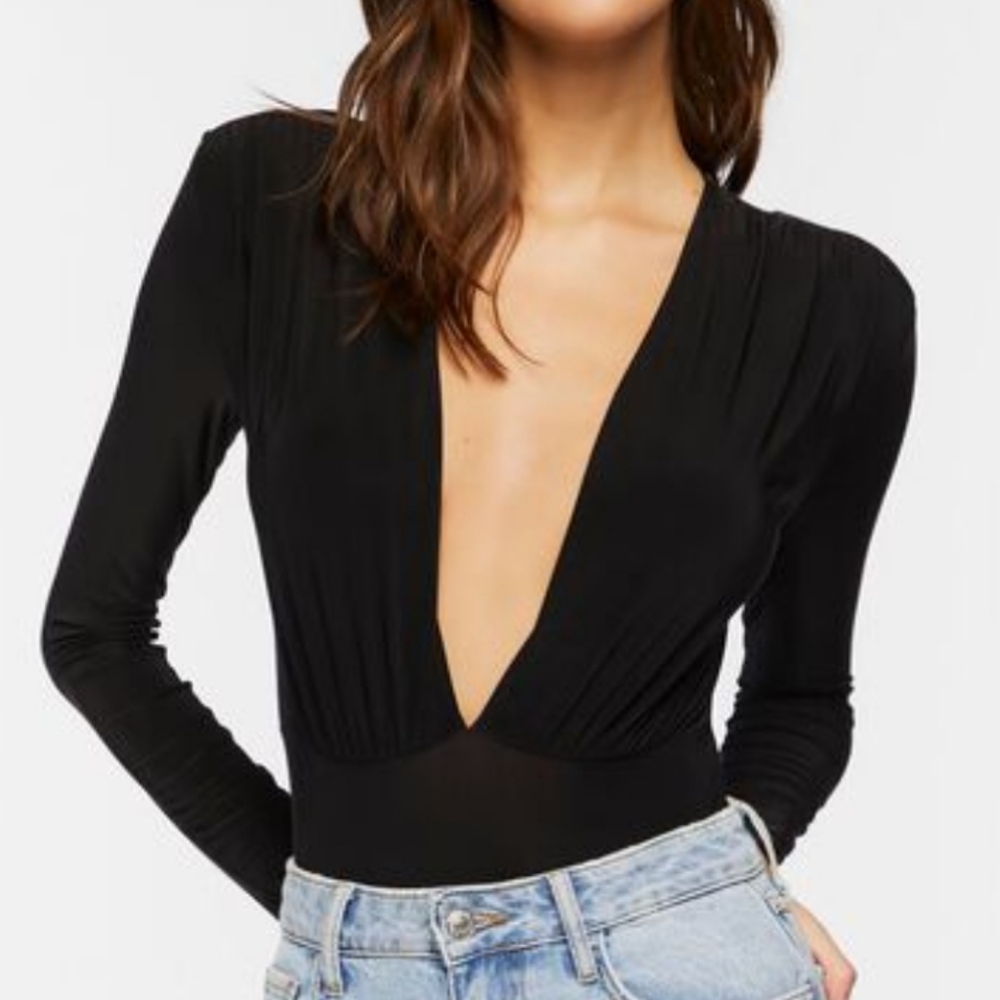 NWT Forever21 Sexy Black Spandex Bodysuit
